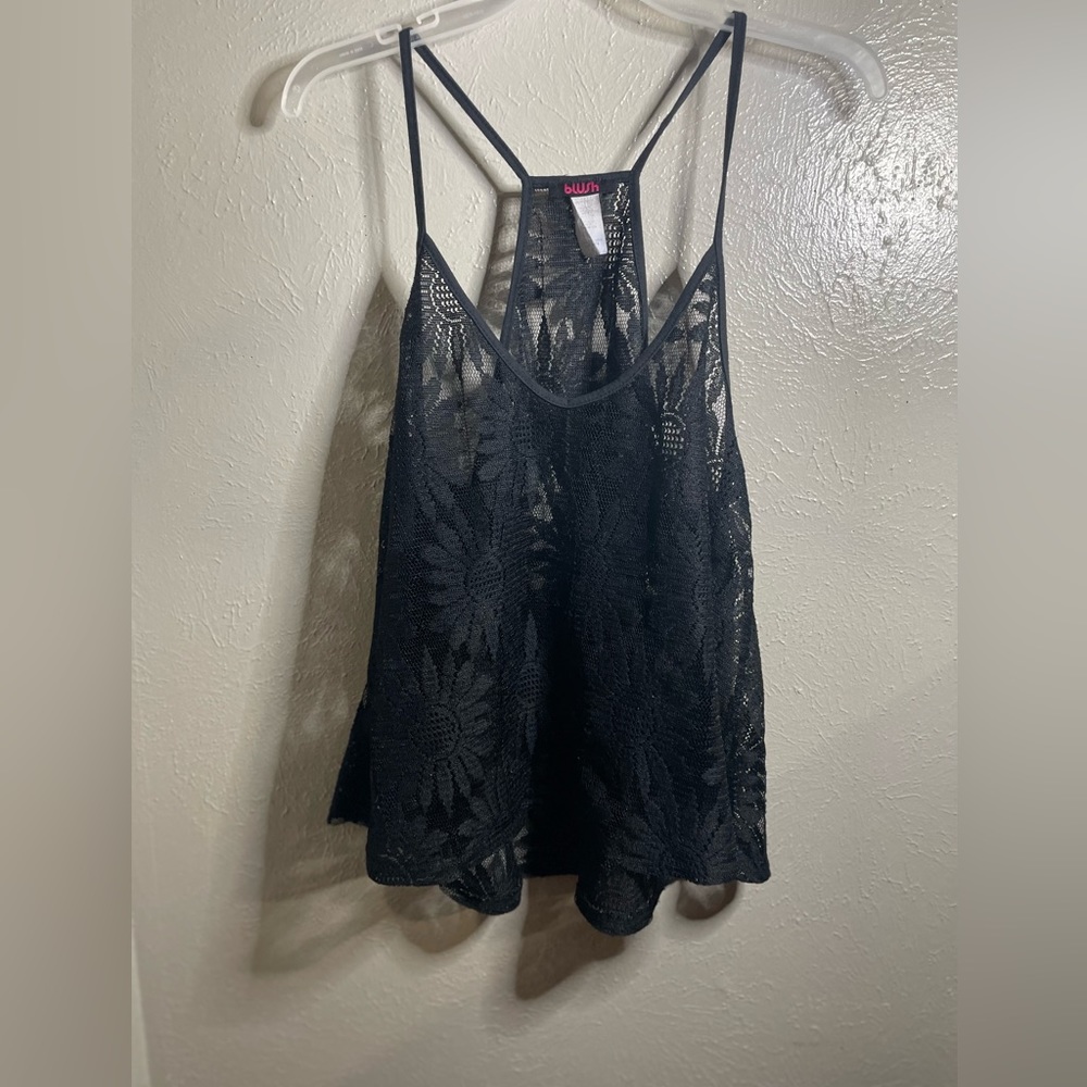 Sheer lacey swimsuit coverup top